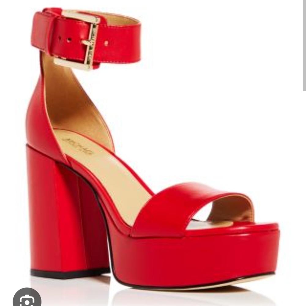 Michael Kors Red Platform Sandals with Ankle Strap